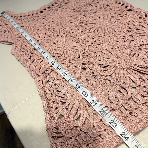 NICOLE MILLER pink crochet lace top womans Medium Balletcore girlyglam fairycore - Picture 11 of 11